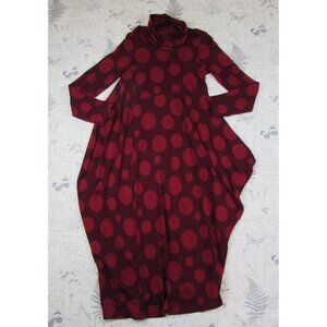 Spirithouse Dress dots Draped Cocoon sweater cowl neck Lagenlook Artsy S